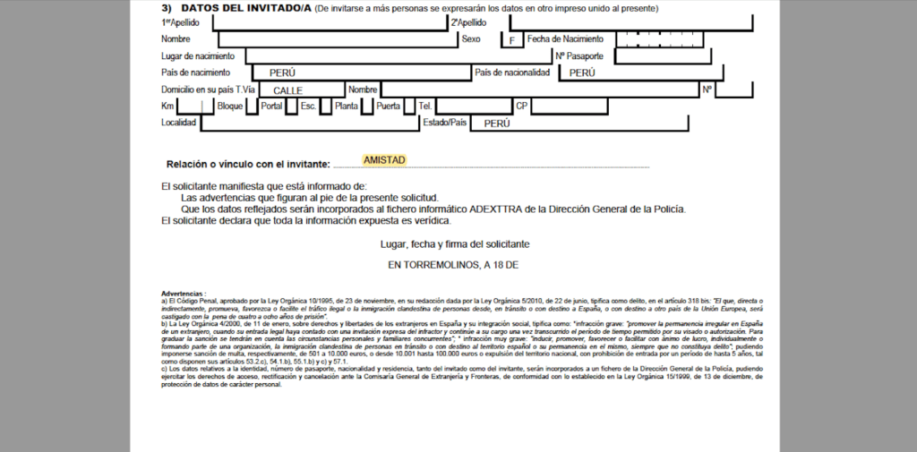 como solicitar una carta de invitacion en espana